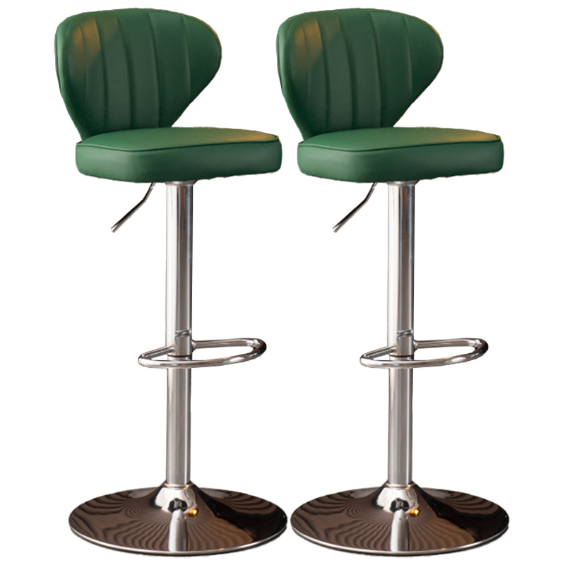 Modern Adjustable Barstool Leather Cushion Bar Stool for Living Room Blackish Green Silver Set of 2 Clearhalo 'Bar Furniture' 'Bar Stools' 'bar_stools' 'furniture_bar_stools' 'Kitchen & Dining Furniture' 'kitchen&dining_furn' 'kitchen' 'kitchen_furn' Furniture' 4182523