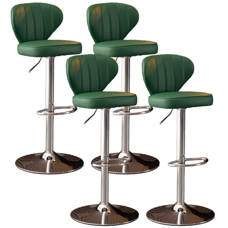 Modern Adjustable Barstool Leather Cushion Bar Stool for Living Room Blackish Green Silver Set of 4 Clearhalo 'Bar Furniture' 'Bar Stools' 'bar_stools' 'furniture_bar_stools' 'Kitchen & Dining Furniture' 'kitchen&dining_furn' 'kitchen' 'kitchen_furn' Furniture' 4182524