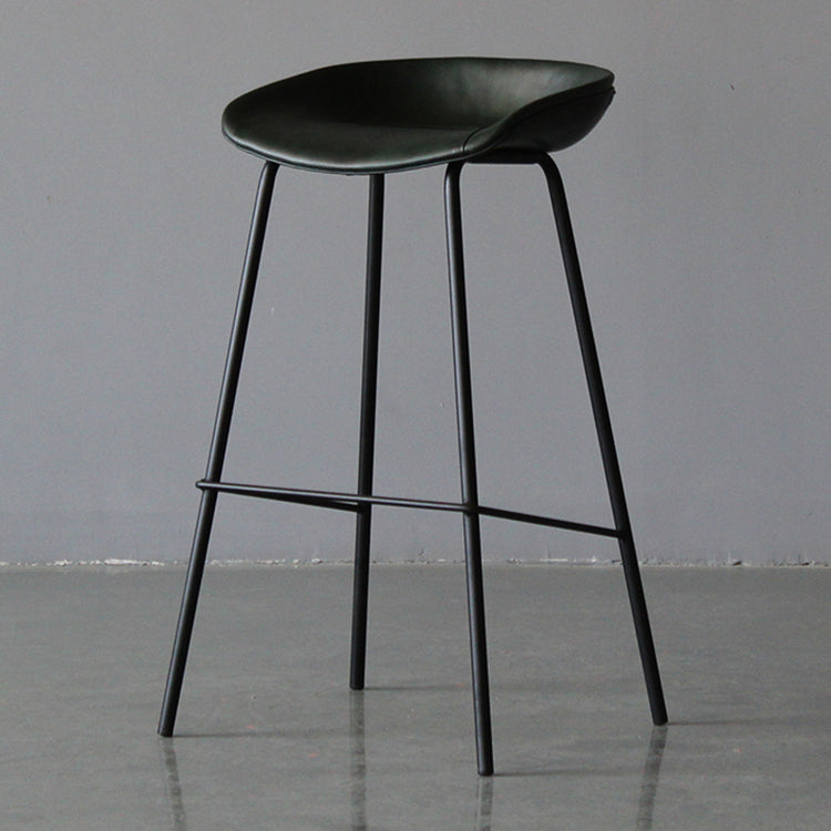 Industrial Leather Distressed Quilted Barstool Living Room Bar Stool with Bucket Seat Blackish Green 1 Piece Clearhalo 'Bar Furniture' 'Bar Stools' 'bar_stools' 'furniture_bar_stools' 'Kitchen & Dining Furniture' 'kitchen&dining_furn' 'kitchen' 'kitchen_furn' Furniture' 4182527