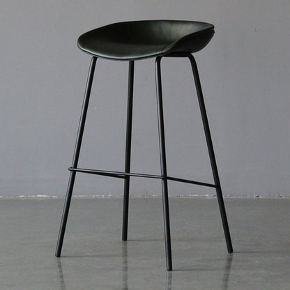 Industrial Leather Distressed Quilted Barstool Living Room Bar Stool with Bucket Seat Blackish Green 1 Piece Clearhalo 'Bar Furniture' 'Bar Stools' 'bar_stools' 'furniture_bar_stools' 'Kitchen & Dining Furniture' 'kitchen&dining_furn' 'kitchen' 'kitchen_furn' Furniture' 4182527