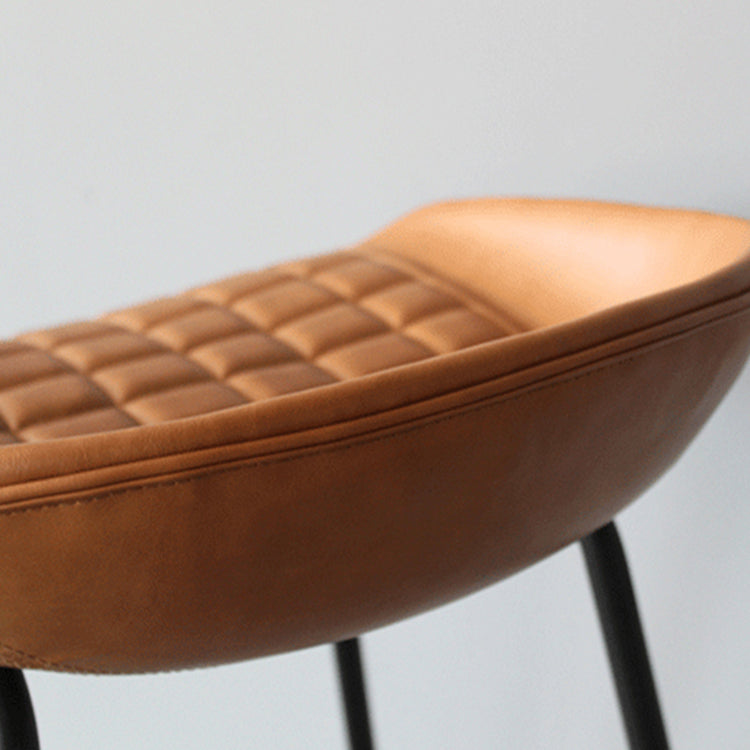 Industrial Leather Distressed Quilted Barstool Living Room Bar Stool with Bucket Seat Clearhalo 'Bar Furniture' 'Bar Stools' 'bar_stools' 'furniture_bar_stools' 'Kitchen & Dining Furniture' 'kitchen&dining_furn' 'kitchen' 'kitchen_furn' Furniture' 4182536