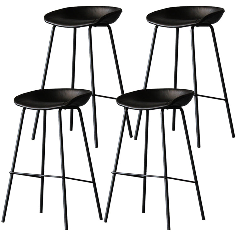 Industrial Leather Distressed Quilted Barstool Living Room Bar Stool with Bucket Seat Black Set of 4 Clearhalo 'Bar Furniture' 'Bar Stools' 'bar_stools' 'furniture_bar_stools' 'Kitchen & Dining Furniture' 'kitchen&dining_furn' 'kitchen' 'kitchen_furn' Furniture' 4182537