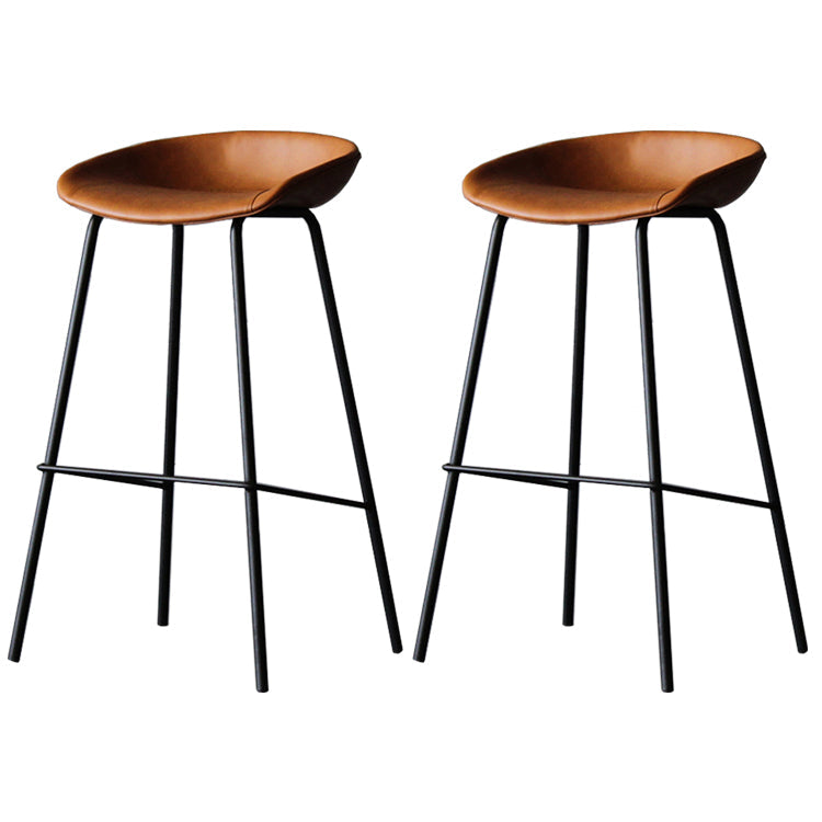 Industrial Leather Distressed Quilted Barstool Living Room Bar Stool with Bucket Seat Yellow-Brown Set of 2 Clearhalo 'Bar Furniture' 'Bar Stools' 'bar_stools' 'furniture_bar_stools' 'Kitchen & Dining Furniture' 'kitchen&dining_furn' 'kitchen' 'kitchen_furn' Furniture' 4182545