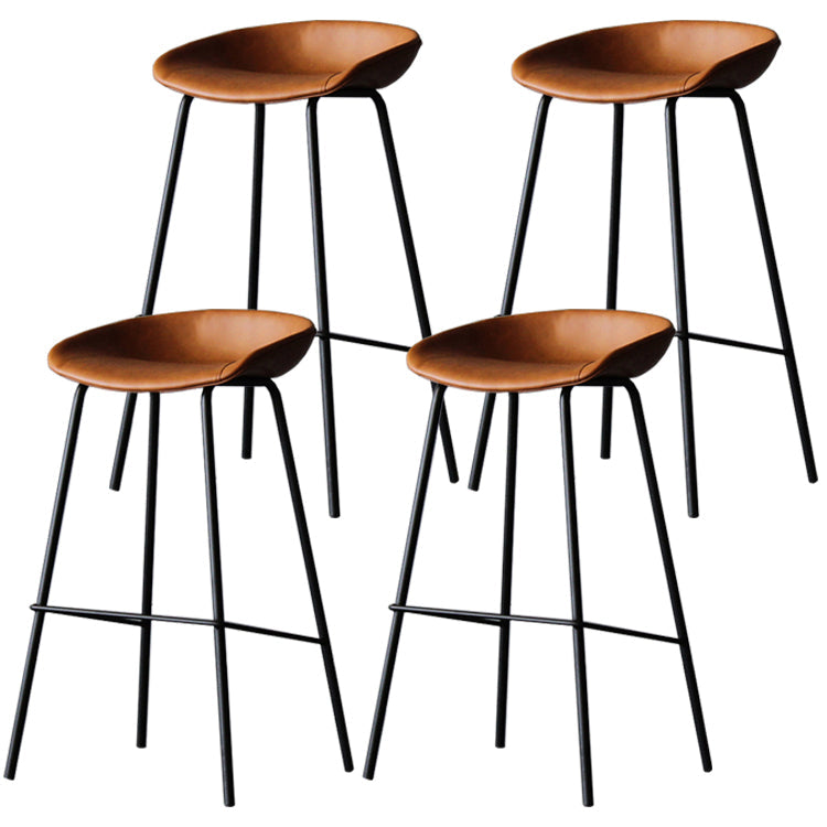 Industrial Leather Distressed Quilted Barstool Living Room Bar Stool with Bucket Seat Yellow-Brown Set of 4 Clearhalo 'Bar Furniture' 'Bar Stools' 'bar_stools' 'furniture_bar_stools' 'Kitchen & Dining Furniture' 'kitchen&dining_furn' 'kitchen' 'kitchen_furn' Furniture' 4182546