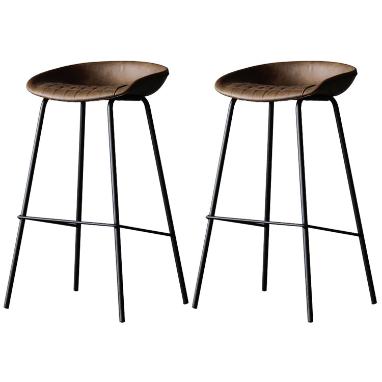 Industrial Leather Distressed Quilted Barstool Living Room Bar Stool with Bucket Seat Dark Brown Set of 2 Clearhalo 'Bar Furniture' 'Bar Stools' 'bar_stools' 'furniture_bar_stools' 'Kitchen & Dining Furniture' 'kitchen&dining_furn' 'kitchen' 'kitchen_furn' Furniture' 4182548