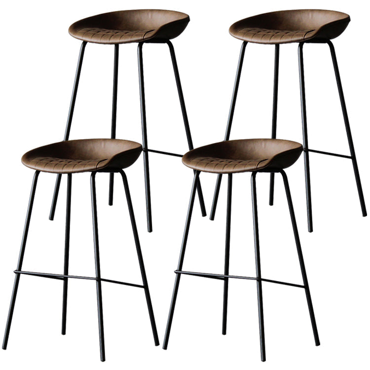 Industrial Leather Distressed Quilted Barstool Living Room Bar Stool with Bucket Seat Dark Brown Set of 4 Clearhalo 'Bar Furniture' 'Bar Stools' 'bar_stools' 'furniture_bar_stools' 'Kitchen & Dining Furniture' 'kitchen&dining_furn' 'kitchen' 'kitchen_furn' Furniture' 4182549