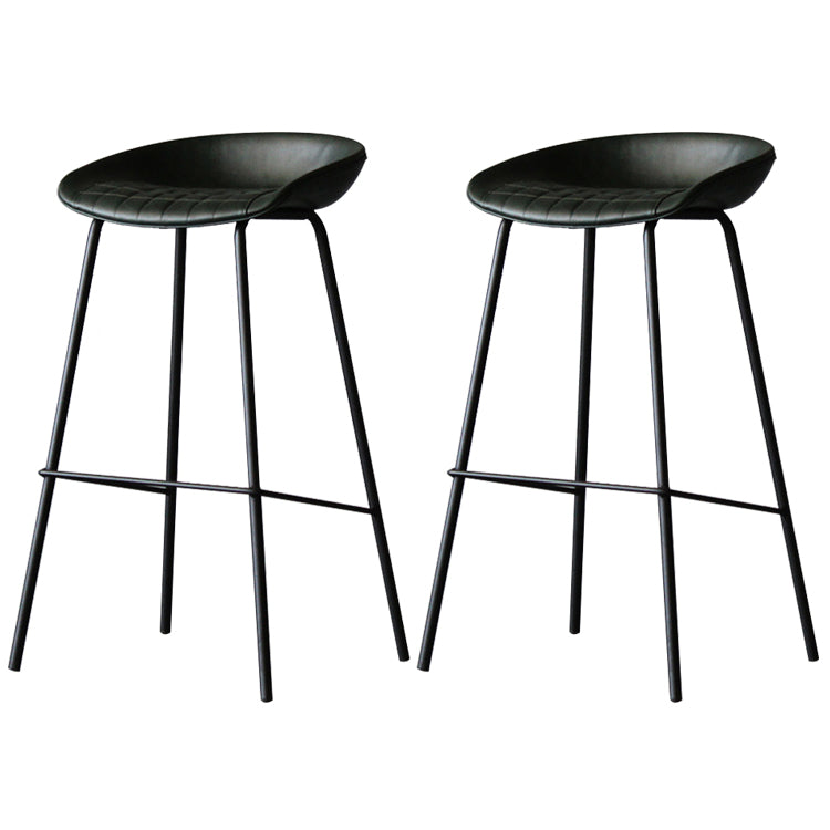 Industrial Leather Distressed Quilted Barstool Living Room Bar Stool with Bucket Seat Dark Green Set of 2 Clearhalo 'Bar Furniture' 'Bar Stools' 'bar_stools' 'furniture_bar_stools' 'Kitchen & Dining Furniture' 'kitchen&dining_furn' 'kitchen' 'kitchen_furn' Furniture' 4182551