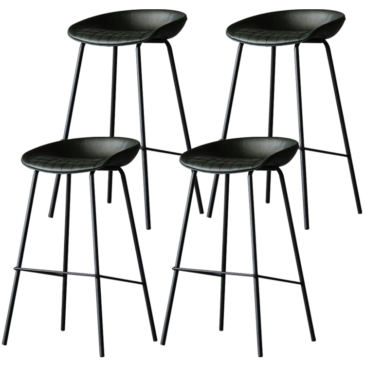 Industrial Leather Distressed Quilted Barstool Living Room Bar Stool with Bucket Seat Dark Green Set of 4 Clearhalo 'Bar Furniture' 'Bar Stools' 'bar_stools' 'furniture_bar_stools' 'Kitchen & Dining Furniture' 'kitchen&dining_furn' 'kitchen' 'kitchen_furn' Furniture' 4182552