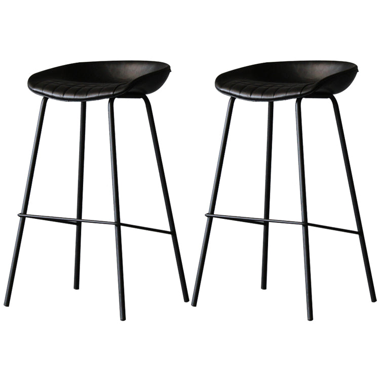 Industrial Leather Distressed Quilted Barstool Living Room Bar Stool with Bucket Seat Textured Black Set of 2 Clearhalo 'Bar Furniture' 'Bar Stools' 'bar_stools' 'furniture_bar_stools' 'Kitchen & Dining Furniture' 'kitchen&dining_furn' 'kitchen' 'kitchen_furn' Furniture' 4182554