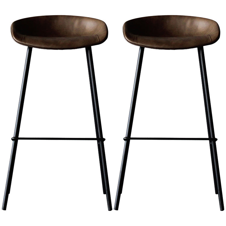 Industrial Leather Distressed Quilted Barstool Living Room Bar Stool with Bucket Seat Coffee Set of 2 Clearhalo 'Bar Furniture' 'Bar Stools' 'bar_stools' 'furniture_bar_stools' 'Kitchen & Dining Furniture' 'kitchen&dining_furn' 'kitchen' 'kitchen_furn' Furniture' 4182557