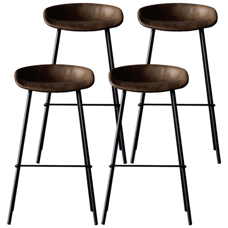 Industrial Leather Distressed Quilted Barstool Living Room Bar Stool with Bucket Seat Coffee Set of 4 Clearhalo 'Bar Furniture' 'Bar Stools' 'bar_stools' 'furniture_bar_stools' 'Kitchen & Dining Furniture' 'kitchen&dining_furn' 'kitchen' 'kitchen_furn' Furniture' 4182558