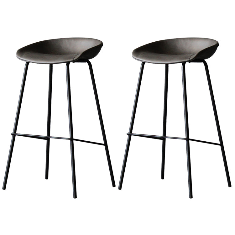 Industrial Leather Distressed Quilted Barstool Living Room Bar Stool with Bucket Seat Grey Set of 2 Clearhalo 'Bar Furniture' 'Bar Stools' 'bar_stools' 'furniture_bar_stools' 'Kitchen & Dining Furniture' 'kitchen&dining_furn' 'kitchen' 'kitchen_furn' Furniture' 4182560