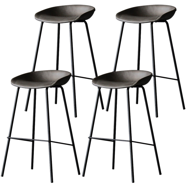 Industrial Leather Distressed Quilted Barstool Living Room Bar Stool with Bucket Seat Grey Set of 4 Clearhalo 'Bar Furniture' 'Bar Stools' 'bar_stools' 'furniture_bar_stools' 'Kitchen & Dining Furniture' 'kitchen&dining_furn' 'kitchen' 'kitchen_furn' Furniture' 4182561