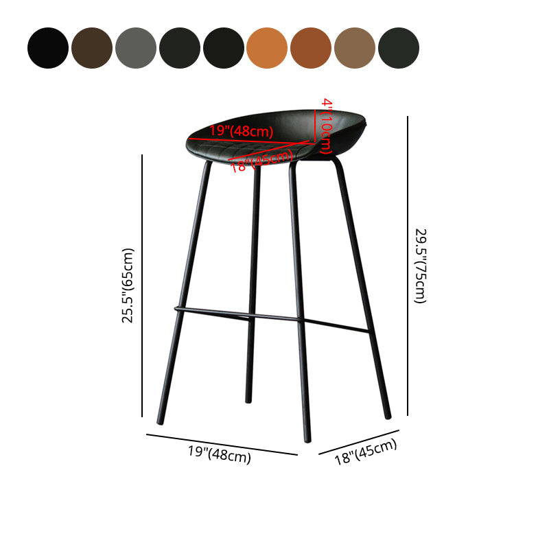 Industrial Leather Distressed Quilted Barstool Living Room Bar Stool with Bucket Seat Clearhalo 'Bar Furniture' 'Bar Stools' 'bar_stools' 'furniture_bar_stools' 'Kitchen & Dining Furniture' 'kitchen&dining_furn' 'kitchen' 'kitchen_furn' Furniture' 4182562