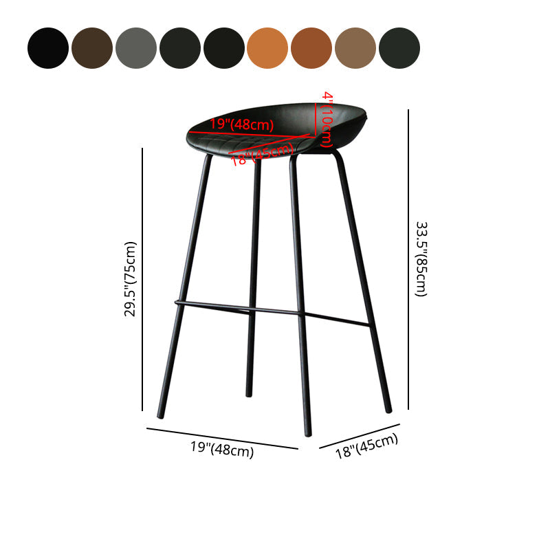 Industrial Leather Distressed Quilted Barstool Living Room Bar Stool with Bucket Seat Clearhalo 'Bar Furniture' 'Bar Stools' 'bar_stools' 'furniture_bar_stools' 'Kitchen & Dining Furniture' 'kitchen&dining_furn' 'kitchen' 'kitchen_furn' Furniture' 4182563