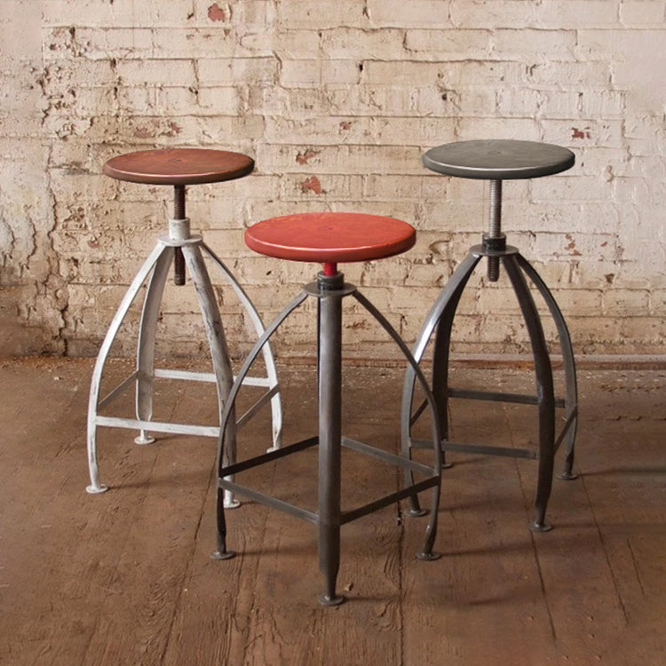 Industrial Adjustable Height Iron Bar Stool 33-inch Round Bristol Bar Stool, 1 Piece Clearhalo 'Bar Furniture' 'Bar Stools' 'bar_stools' 'furniture_bar_stools' 'Kitchen & Dining Furniture' 'kitchen&dining_furn' 'kitchen' 'kitchen_furn' Furniture' 4182573