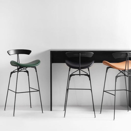 Industrial Black Counter Stools Iron Upholstered Bar Stools Bristol with Contoured Seat Clearhalo 'Bar Furniture' 'Bar Stools' 'bar_stools' 'furniture_bar_stools' 'Kitchen & Dining Furniture' 'kitchen&dining_furn' 'kitchen' 'kitchen_furn' Furniture' 4182577