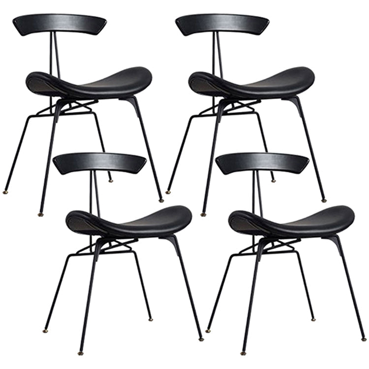 Industrial Black Counter Stools Iron Upholstered Bar Stools Bristol with Contoured Seat Black Set of 4 Short Stool(18"H) Clearhalo 'Bar Furniture' 'Bar Stools' 'bar_stools' 'furniture_bar_stools' 'Kitchen & Dining Furniture' 'kitchen&dining_furn' 'kitchen' 'kitchen_furn' Furniture' 4182580