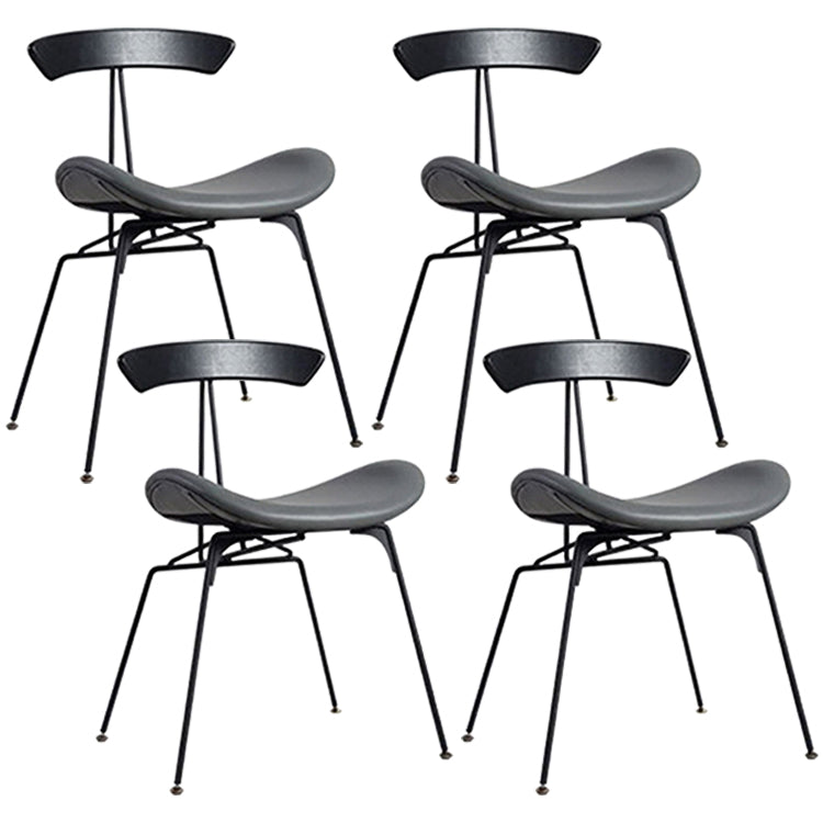 Industrial Black Counter Stools Iron Upholstered Bar Stools Bristol with Contoured Seat Grey Set of 4 Short Stool(18"H) Clearhalo 'Bar Furniture' 'Bar Stools' 'bar_stools' 'furniture_bar_stools' 'Kitchen & Dining Furniture' 'kitchen&dining_furn' 'kitchen' 'kitchen_furn' Furniture' 4182586