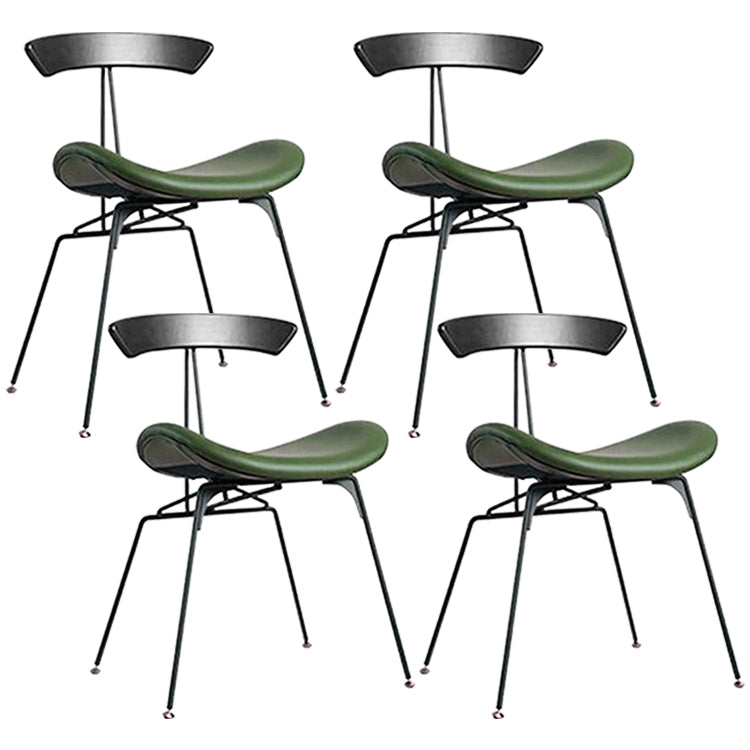 Industrial Black Counter Stools Iron Upholstered Bar Stools Bristol with Contoured Seat Green Set of 4 Short Stool(18"H) Clearhalo 'Bar Furniture' 'Bar Stools' 'bar_stools' 'furniture_bar_stools' 'Kitchen & Dining Furniture' 'kitchen&dining_furn' 'kitchen' 'kitchen_furn' Furniture' 4182593
