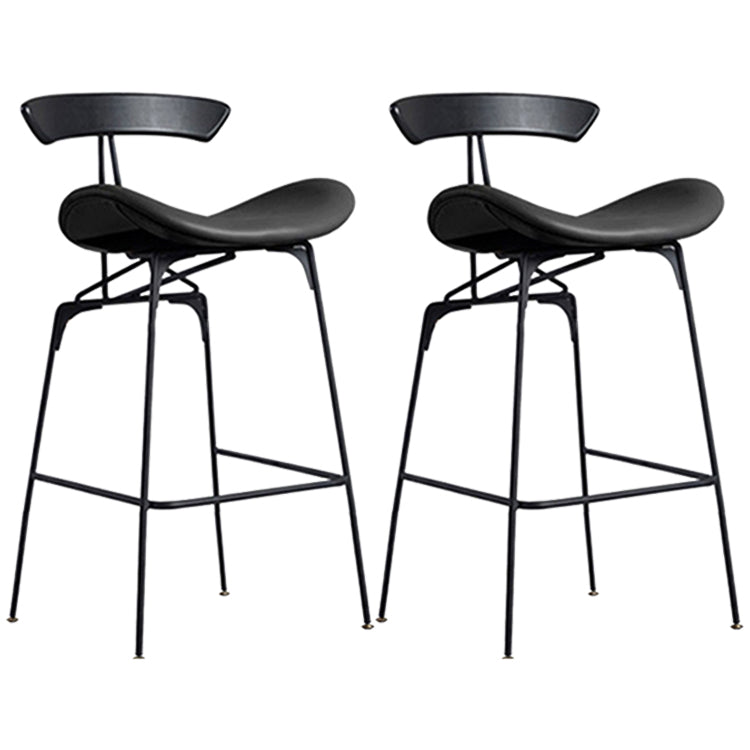 Industrial Black Counter Stools Iron Upholstered Bar Stools Bristol with Contoured Seat Black Set of 2 Counter Stool(26"H) Clearhalo 'Bar Furniture' 'Bar Stools' 'bar_stools' 'furniture_bar_stools' 'Kitchen & Dining Furniture' 'kitchen&dining_furn' 'kitchen' 'kitchen_furn' Furniture' 4182595