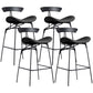 Industrial Black Counter Stools Iron Upholstered Bar Stools Bristol with Contoured Seat Black Set of 4 Counter Stool(26"H) Clearhalo 'Bar Furniture' 'Bar Stools' 'bar_stools' 'furniture_bar_stools' 'Kitchen & Dining Furniture' 'kitchen&dining_furn' 'kitchen' 'kitchen_furn' Furniture' 4182596