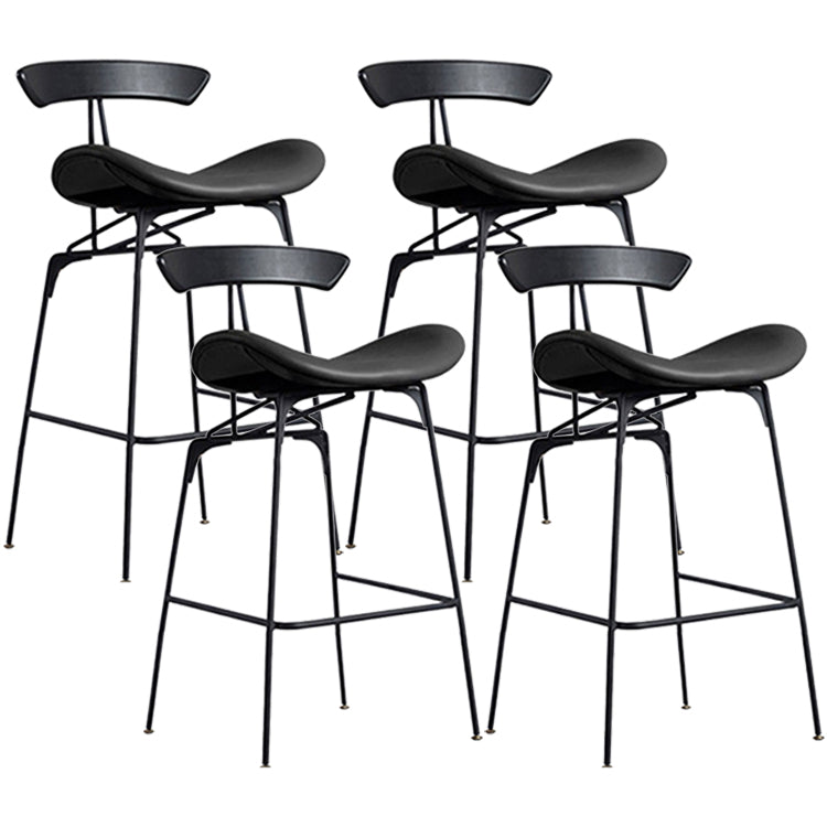 Industrial Black Counter Stools Iron Upholstered Bar Stools Bristol with Contoured Seat Black Set of 4 Counter Stool(26"H) Clearhalo 'Bar Furniture' 'Bar Stools' 'bar_stools' 'furniture_bar_stools' 'Kitchen & Dining Furniture' 'kitchen&dining_furn' 'kitchen' 'kitchen_furn' Furniture' 4182596