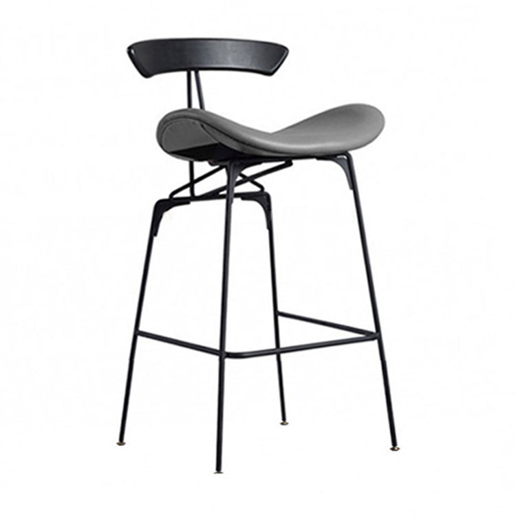 Industrial Black Counter Stools Iron Upholstered Bar Stools Bristol with Contoured Seat Grey 1 Piece Counter Stool(26"H) Clearhalo 'Bar Furniture' 'Bar Stools' 'bar_stools' 'furniture_bar_stools' 'Kitchen & Dining Furniture' 'kitchen&dining_furn' 'kitchen' 'kitchen_furn' Furniture' 4182597