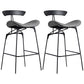 Industrial Black Counter Stools Iron Upholstered Bar Stools Bristol with Contoured Seat Grey Set of 2 Counter Stool(26"H) Clearhalo 'Bar Furniture' 'Bar Stools' 'bar_stools' 'furniture_bar_stools' 'Kitchen & Dining Furniture' 'kitchen&dining_furn' 'kitchen' 'kitchen_furn' Furniture' 4182598