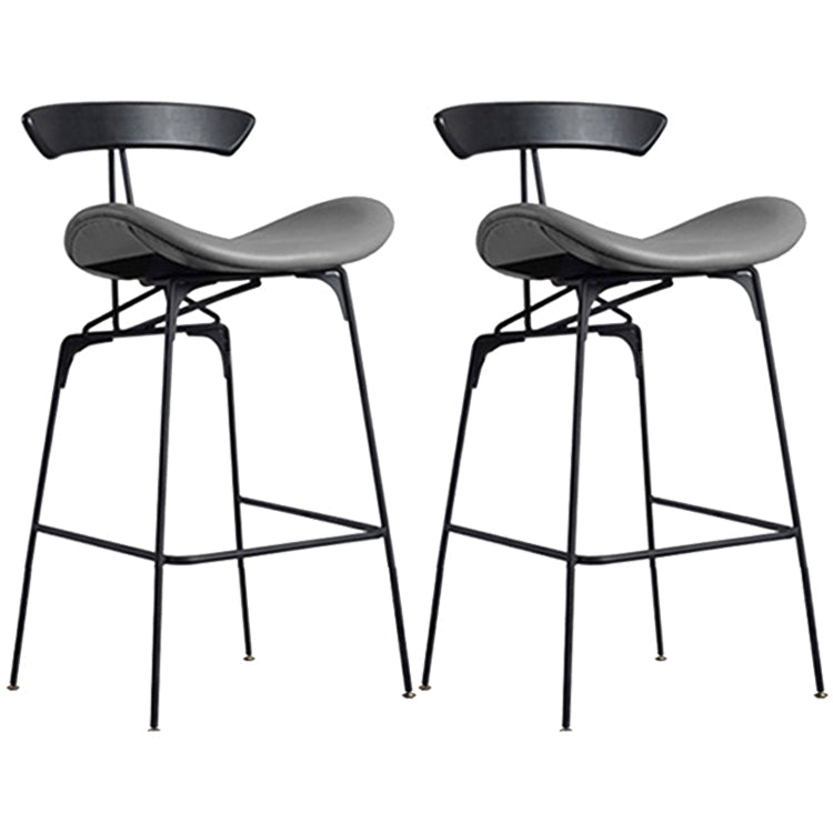 Industrial Black Counter Stools Iron Upholstered Bar Stools Bristol with Contoured Seat Grey Set of 2 Counter Stool(26"H) Clearhalo 'Bar Furniture' 'Bar Stools' 'bar_stools' 'furniture_bar_stools' 'Kitchen & Dining Furniture' 'kitchen&dining_furn' 'kitchen' 'kitchen_furn' Furniture' 4182598