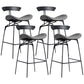 Industrial Black Counter Stools Iron Upholstered Bar Stools Bristol with Contoured Seat Grey Set of 4 Counter Stool(26"H) Clearhalo 'Bar Furniture' 'Bar Stools' 'bar_stools' 'furniture_bar_stools' 'Kitchen & Dining Furniture' 'kitchen&dining_furn' 'kitchen' 'kitchen_furn' Furniture' 4182599