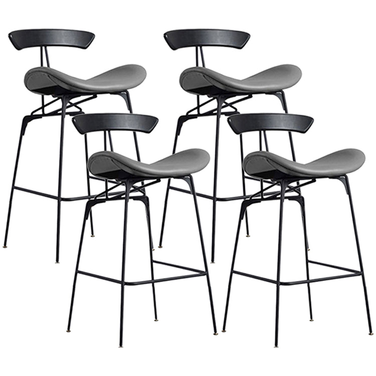 Industrial Black Counter Stools Iron Upholstered Bar Stools Bristol with Contoured Seat Grey Set of 4 Counter Stool(26"H) Clearhalo 'Bar Furniture' 'Bar Stools' 'bar_stools' 'furniture_bar_stools' 'Kitchen & Dining Furniture' 'kitchen&dining_furn' 'kitchen' 'kitchen_furn' Furniture' 4182599