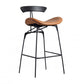 Industrial Black Counter Stools Iron Upholstered Bar Stools Bristol with Contoured Seat Brown 1 Piece Counter Stool(26"H) Clearhalo 'Bar Furniture' 'Bar Stools' 'bar_stools' 'furniture_bar_stools' 'Kitchen & Dining Furniture' 'kitchen&dining_furn' 'kitchen' 'kitchen_furn' Furniture' 4182600