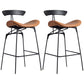 Industrial Black Counter Stools Iron Upholstered Bar Stools Bristol with Contoured Seat Brown Set of 2 Counter Stool(26"H) Clearhalo 'Bar Furniture' 'Bar Stools' 'bar_stools' 'furniture_bar_stools' 'Kitchen & Dining Furniture' 'kitchen&dining_furn' 'kitchen' 'kitchen_furn' Furniture' 4182601