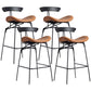 Industrial Black Counter Stools Iron Upholstered Bar Stools Bristol with Contoured Seat Brown Set of 4 Counter Stool(26"H) Clearhalo 'Bar Furniture' 'Bar Stools' 'bar_stools' 'furniture_bar_stools' 'Kitchen & Dining Furniture' 'kitchen&dining_furn' 'kitchen' 'kitchen_furn' Furniture' 4182602