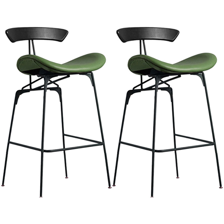 Industrial Black Counter Stools Iron Upholstered Bar Stools Bristol with Contoured Seat Green Set of 2 Counter Stool(26"H) Clearhalo 'Bar Furniture' 'Bar Stools' 'bar_stools' 'furniture_bar_stools' 'Kitchen & Dining Furniture' 'kitchen&dining_furn' 'kitchen' 'kitchen_furn' Furniture' 4182604