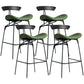 Industrial Black Counter Stools Iron Upholstered Bar Stools Bristol with Contoured Seat Green Set of 4 Counter Stool(26"H) Clearhalo 'Bar Furniture' 'Bar Stools' 'bar_stools' 'furniture_bar_stools' 'Kitchen & Dining Furniture' 'kitchen&dining_furn' 'kitchen' 'kitchen_furn' Furniture' 4182605