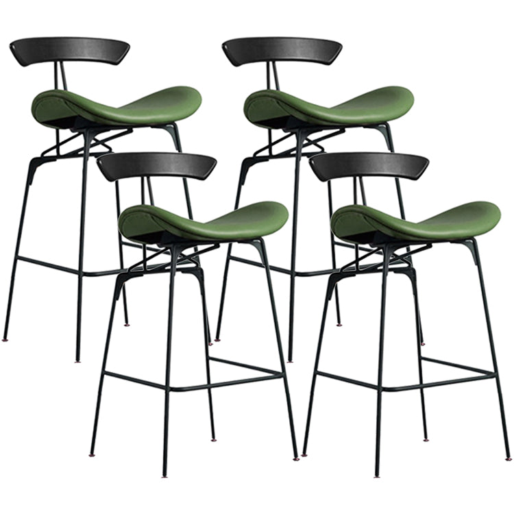 Industrial Black Counter Stools Iron Upholstered Bar Stools Bristol with Contoured Seat Green Set of 4 Counter Stool(26"H) Clearhalo 'Bar Furniture' 'Bar Stools' 'bar_stools' 'furniture_bar_stools' 'Kitchen & Dining Furniture' 'kitchen&dining_furn' 'kitchen' 'kitchen_furn' Furniture' 4182605