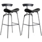 Industrial Black Counter Stools Iron Upholstered Bar Stools Bristol with Contoured Seat Black Set of 2 Bar Stool(30"H) Clearhalo 'Bar Furniture' 'Bar Stools' 'bar_stools' 'furniture_bar_stools' 'Kitchen & Dining Furniture' 'kitchen&dining_furn' 'kitchen' 'kitchen_furn' Furniture' 4182607
