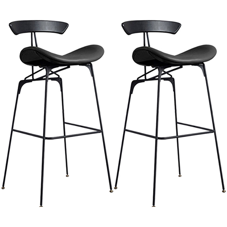 Industrial Black Counter Stools Iron Upholstered Bar Stools Bristol with Contoured Seat Black Set of 2 Bar Stool(30"H) Clearhalo 'Bar Furniture' 'Bar Stools' 'bar_stools' 'furniture_bar_stools' 'Kitchen & Dining Furniture' 'kitchen&dining_furn' 'kitchen' 'kitchen_furn' Furniture' 4182607