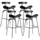Industrial Black Counter Stools Iron Upholstered Bar Stools Bristol with Contoured Seat Black Set of 4 Bar Stool(30"H) Clearhalo 'Bar Furniture' 'Bar Stools' 'bar_stools' 'furniture_bar_stools' 'Kitchen & Dining Furniture' 'kitchen&dining_furn' 'kitchen' 'kitchen_furn' Furniture' 4182608
