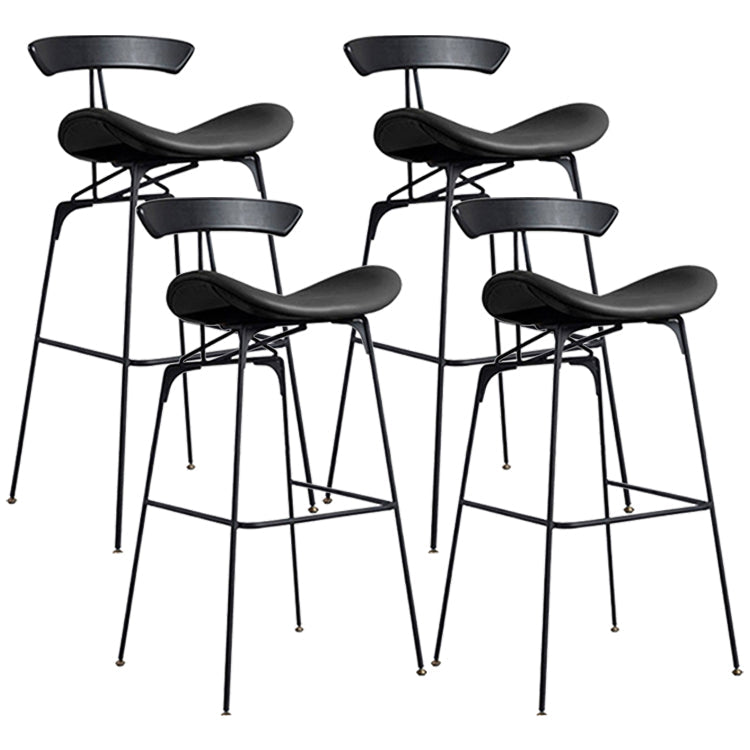 Industrial Black Counter Stools Iron Upholstered Bar Stools Bristol with Contoured Seat Black Set of 4 Bar Stool(30"H) Clearhalo 'Bar Furniture' 'Bar Stools' 'bar_stools' 'furniture_bar_stools' 'Kitchen & Dining Furniture' 'kitchen&dining_furn' 'kitchen' 'kitchen_furn' Furniture' 4182608
