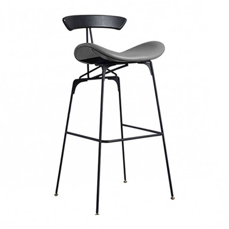 Industrial Black Counter Stools Iron Upholstered Bar Stools Bristol with Contoured Seat Grey 1 Piece Bar Stool(30"H) Clearhalo 'Bar Furniture' 'Bar Stools' 'bar_stools' 'furniture_bar_stools' 'Kitchen & Dining Furniture' 'kitchen&dining_furn' 'kitchen' 'kitchen_furn' Furniture' 4182609