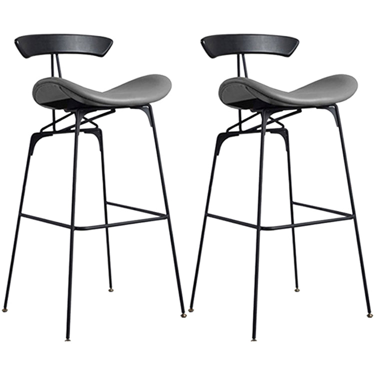 Industrial Black Counter Stools Iron Upholstered Bar Stools Bristol with Contoured Seat Grey Set of 2 Bar Stool(30"H) Clearhalo 'Bar Furniture' 'Bar Stools' 'bar_stools' 'furniture_bar_stools' 'Kitchen & Dining Furniture' 'kitchen&dining_furn' 'kitchen' 'kitchen_furn' Furniture' 4182610