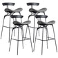 Industrial Black Counter Stools Iron Upholstered Bar Stools Bristol with Contoured Seat Grey Set of 4 Bar Stool(30"H) Clearhalo 'Bar Furniture' 'Bar Stools' 'bar_stools' 'furniture_bar_stools' 'Kitchen & Dining Furniture' 'kitchen&dining_furn' 'kitchen' 'kitchen_furn' Furniture' 4182611