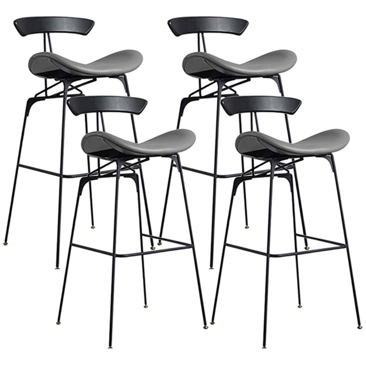 Industrial Black Counter Stools Iron Upholstered Bar Stools Bristol with Contoured Seat Grey Set of 4 Bar Stool(30"H) Clearhalo 'Bar Furniture' 'Bar Stools' 'bar_stools' 'furniture_bar_stools' 'Kitchen & Dining Furniture' 'kitchen&dining_furn' 'kitchen' 'kitchen_furn' Furniture' 4182611