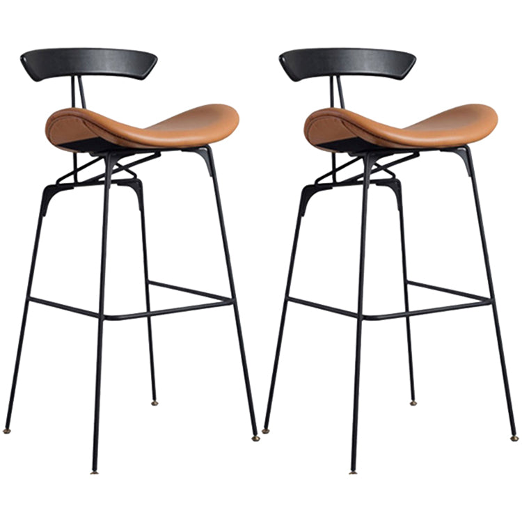 Industrial Black Counter Stools Iron Upholstered Bar Stools Bristol with Contoured Seat Brown Set of 2 Bar Stool(30"H) Clearhalo 'Bar Furniture' 'Bar Stools' 'bar_stools' 'furniture_bar_stools' 'Kitchen & Dining Furniture' 'kitchen&dining_furn' 'kitchen' 'kitchen_furn' Furniture' 4182613