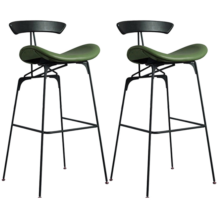 Industrial Black Counter Stools Iron Upholstered Bar Stools Bristol with Contoured Seat Green Set of 2 Bar Stool(30"H) Clearhalo 'Bar Furniture' 'Bar Stools' 'bar_stools' 'furniture_bar_stools' 'Kitchen & Dining Furniture' 'kitchen&dining_furn' 'kitchen' 'kitchen_furn' Furniture' 4182616