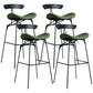 Industrial Black Counter Stools Iron Upholstered Bar Stools Bristol with Contoured Seat Green Set of 4 Bar Stool(30"H) Clearhalo 'Bar Furniture' 'Bar Stools' 'bar_stools' 'furniture_bar_stools' 'Kitchen & Dining Furniture' 'kitchen&dining_furn' 'kitchen' 'kitchen_furn' Furniture' 4182617