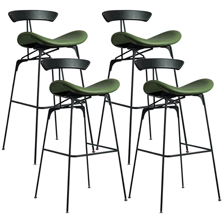Industrial Black Counter Stools Iron Upholstered Bar Stools Bristol with Contoured Seat Green Set of 4 Bar Stool(30"H) Clearhalo 'Bar Furniture' 'Bar Stools' 'bar_stools' 'furniture_bar_stools' 'Kitchen & Dining Furniture' 'kitchen&dining_furn' 'kitchen' 'kitchen_furn' Furniture' 4182617